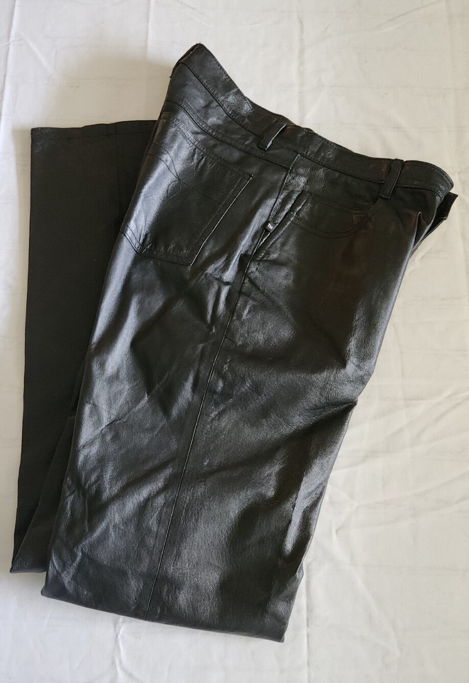 Vtg Black real leather pants women's international indigo posted sz 7 biker y2k